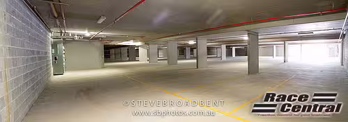 Secure car park entrance at Race Central